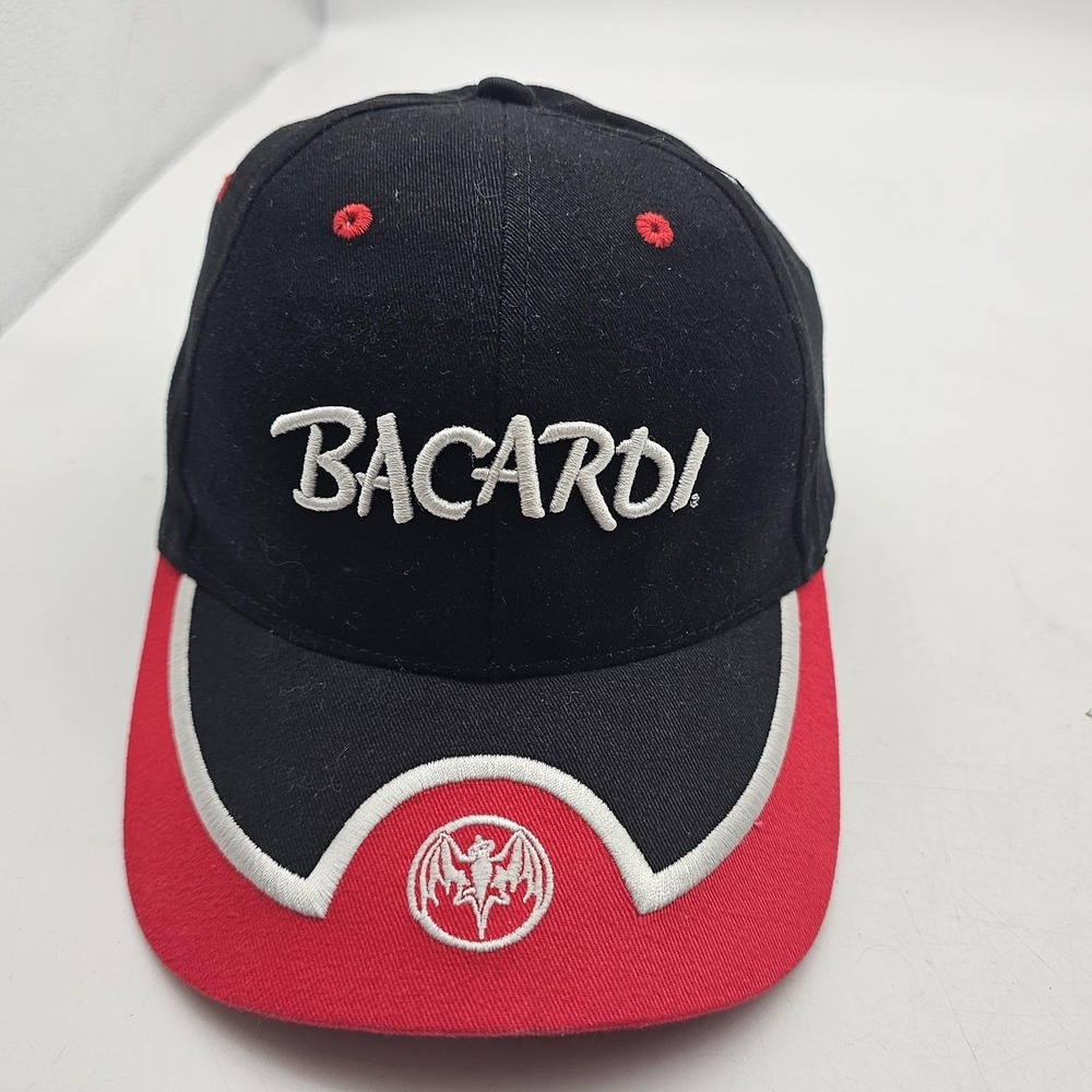 Bacardi Puerto Rico Hat Cap Strap Back Mens One Size Black Red Rum Advertising